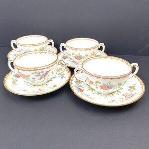 Vintage Set 4 Coalport Cream Soup/ Bouillon Cups & Saucers Pembroke 6316 England